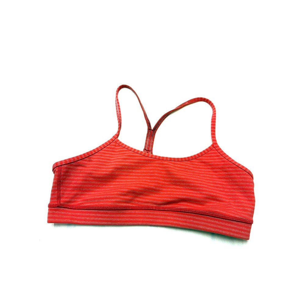 LULULEMON Womens 8 Red Orange Stripe Unpadded Power Y Sports Bra Z12